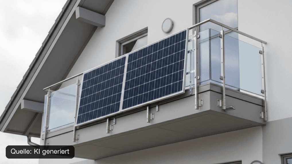 Senkrechte Montage eines Balkon-PV-Moduls am Geländer