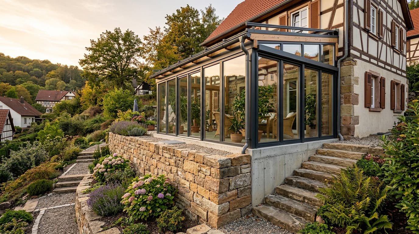 Wintergarten in Hanglage: Fundament und Statik richtig planen